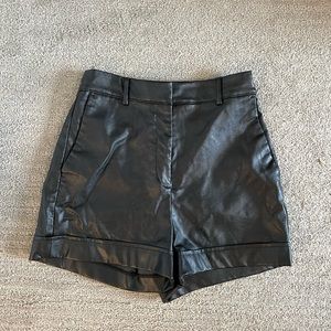 EXPRESS high rise black leather shorts